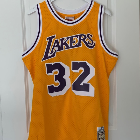Magic Johnson Los Angeles Lakers Mitchell & Ness HWC Authentic Swingman Jersey - Picture 2 of 10